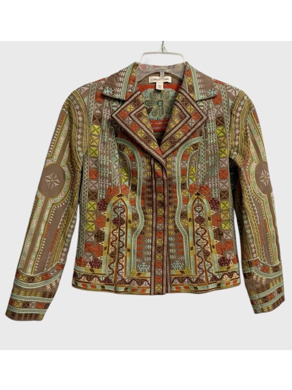Coldwater Creek Embroidered Southwestern Tapestry Jacket Women's 6P Boho Artsy